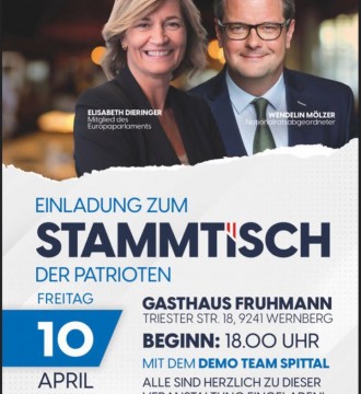 Herzliche Einladung zum Stammtisch der Patrioten mit MdEP Elisabeth Dieringer und NAbg