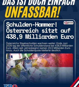 Österreichs Staatsschulden wachsen weiter: Ende Juni 2026 lag der öffentliche Schuldenstand bei 438,9 Milliarden Euro 🚨