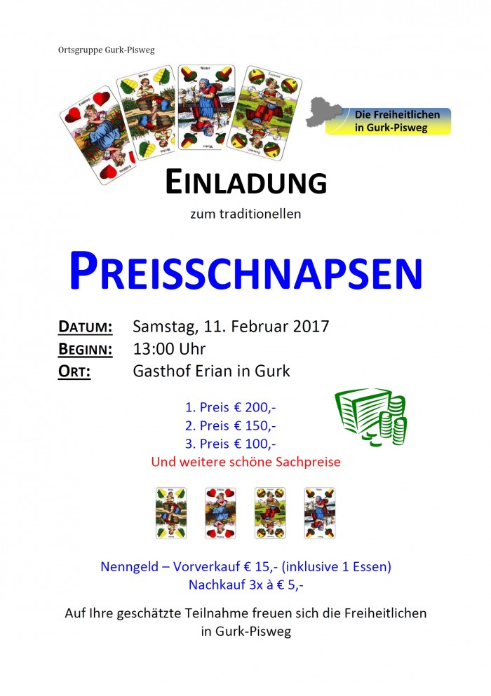 Traditionelles Preisschnapsen der Ortsgruppe Gurk