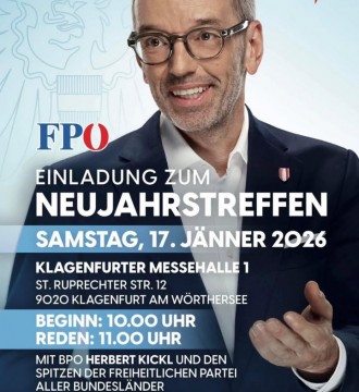🎉 Das große FPÖ-Neujahrstreffen 2026 🎉 findet am Samstag, den 17