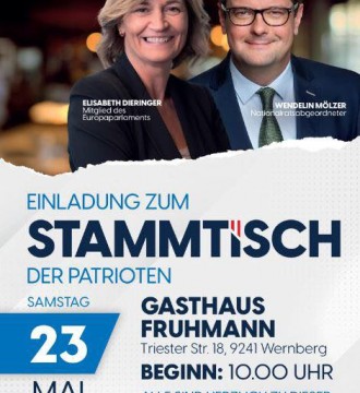 Herzliche Einladung zum Stammtisch der Patrioten mit MdEP Elisabeth Dieringer und NAbg