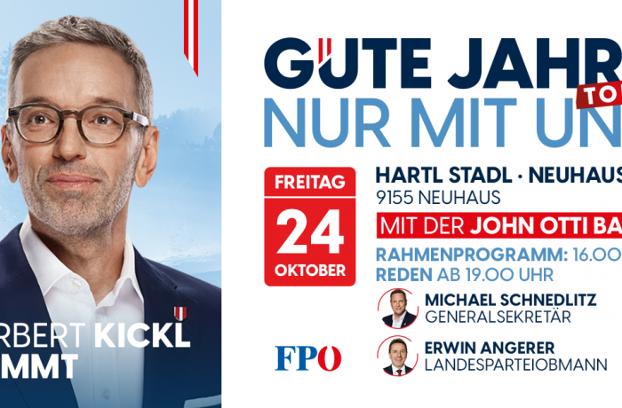 GUTE JAHRE NUR MIT UNS-Tour mit Herbert Kickl in Neuhaus mit der John Otti Band